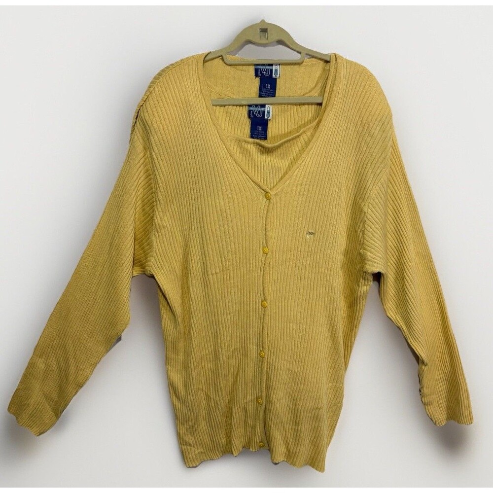 Vintage Venezia Jeans Plus Size 26/28 Yellow Rib Knit‎ Twin Set Deadstock NWT
